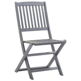 Folding Outdoor Chairs 6 pcs Solid Acacia Wood - Front View