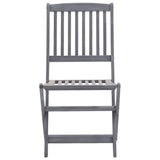 Folding Outdoor Chairs 6 pcs Solid Acacia Wood - Side View