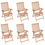 Reclining Folding Chairs 6 pcs Solid Teak Wood