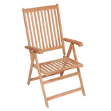 Reclining Garden Chairs 6 pcs Solid Teak Wood - Front View