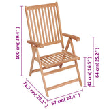 Reclining Garden Chairs 6 pcs Solid Teak Wood - Low Angle