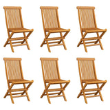 Folding Garden Chairs 6 pcs Solid Teak Wood