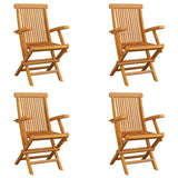 Folding Garden Chairs 4 pcs Solid Teak Wood