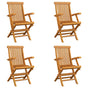 Folding Chairs 4 pcs Solid Teak Wood
