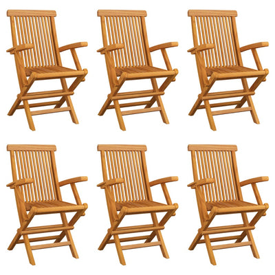 Folding Chairs 6 pcs Solid Teak Wood