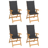 Garden Chairs 4 pcs with Anthracite Cushions Solid Teak Wood