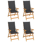 Folding Chairs 4 pcs with Anthracite Cushions Solid Teak Wood