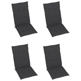 Garden Chairs 4 pcs with Anthracite Cushions Solid Teak Wood - Rear View