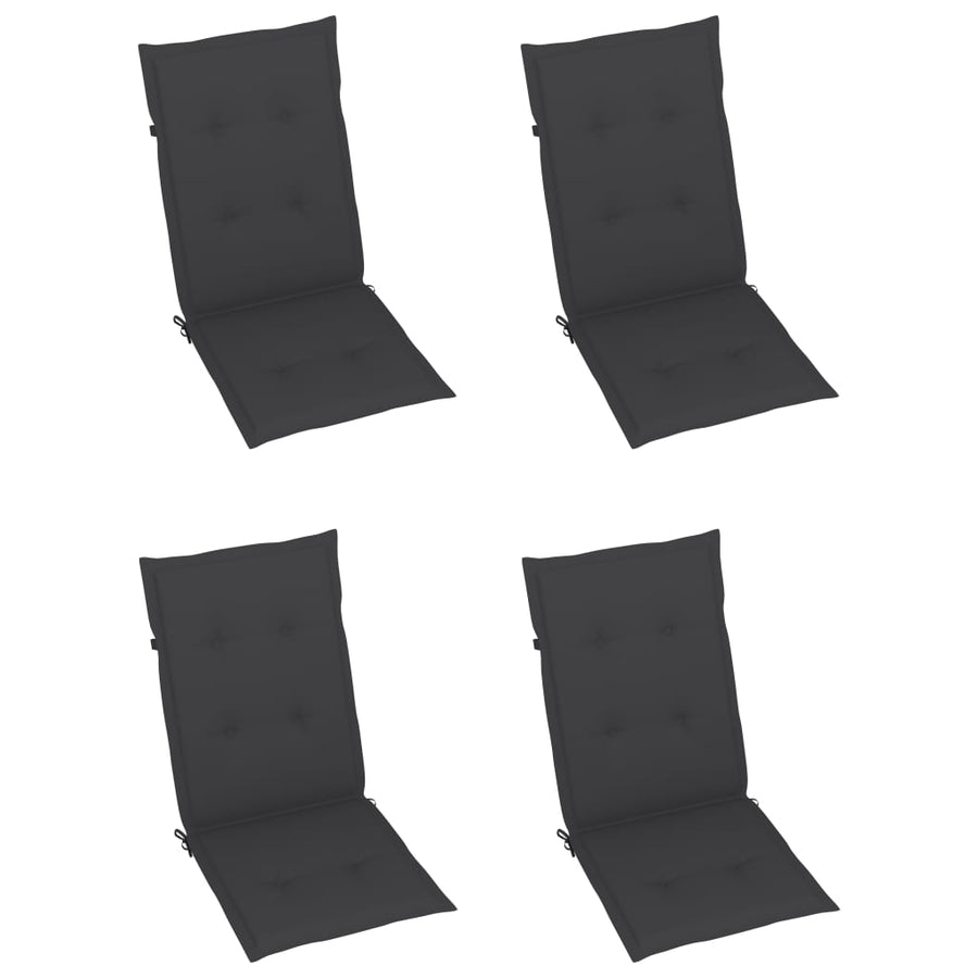 Folding Chairs 4 pcs with Anthracite Cushions Solid Teak Wood