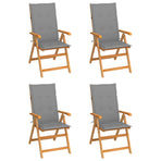 Folding Chairs 4 pcs with Grey Cushions Solid Teak Wood