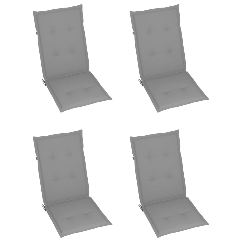 Garden Chairs 4 pcs with Grey Cushions Solid Teak Wood