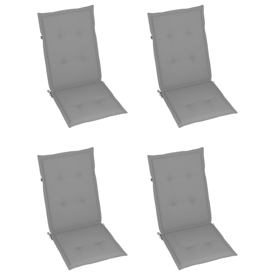 Folding Chairs 4 pcs with Grey Cushions Solid Teak Wood
