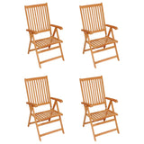 Garden Chairs 4 pcs with Cream Cushions Solid Teak Wood - Front View