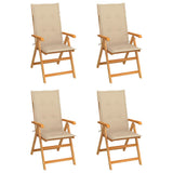 Garden Chairs 4 pcs with Beige Cushions Solid Teak Wood