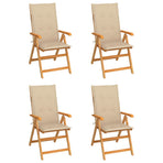 Folding Chairs 4 pcs with Beige Cushions Solid Teak Wood