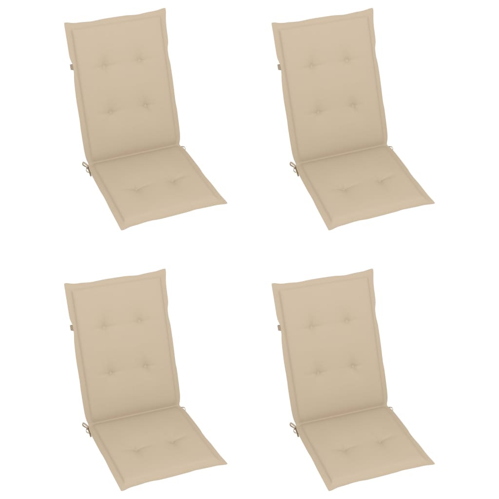 Garden Chairs 4 pcs with Beige Cushions Solid Teak Wood