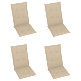 Garden Chairs 4 pcs with Beige Cushions Solid Teak Wood