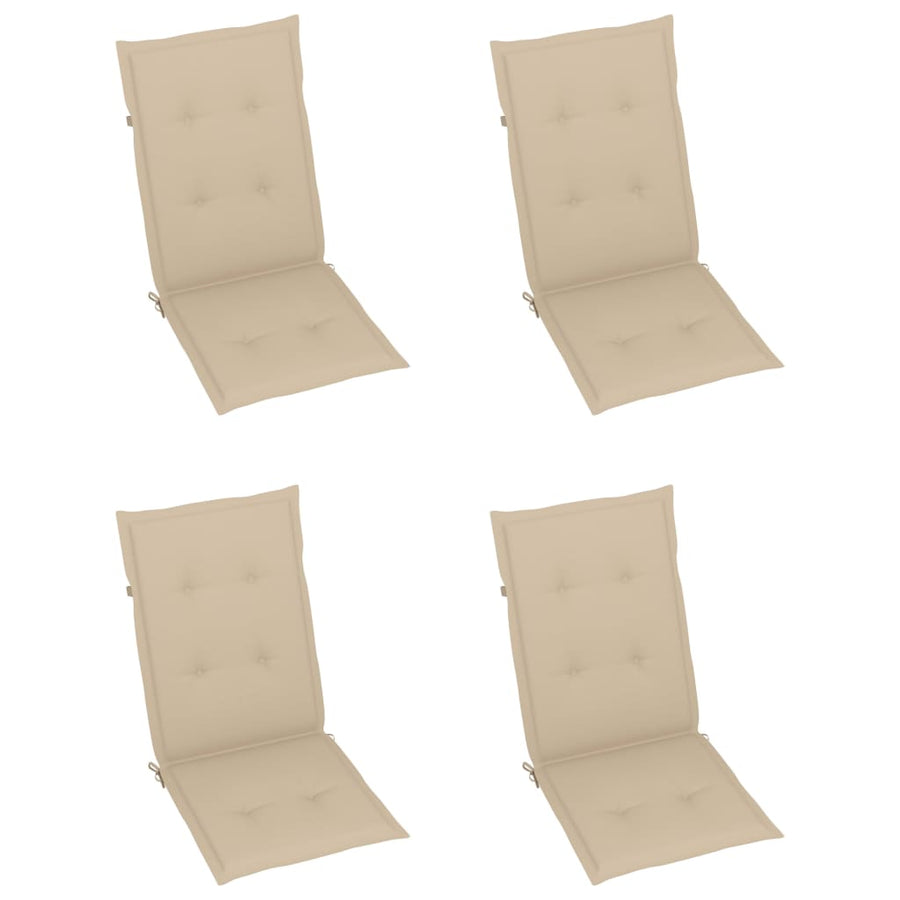 Folding Chairs 4 pcs with Beige Cushions Solid Teak Wood