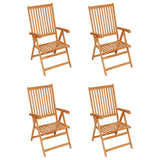 Garden Chairs 4 pcs with Blue Cushions Solid Teak Wood - Front View