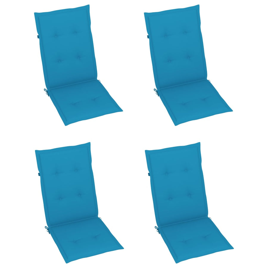 Folding Chairs 4 pcs with Blue Cushions Solid Teak Wood