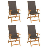 Garden Chairs 4 pcs with Taupe Cushions Solid Teak Wood