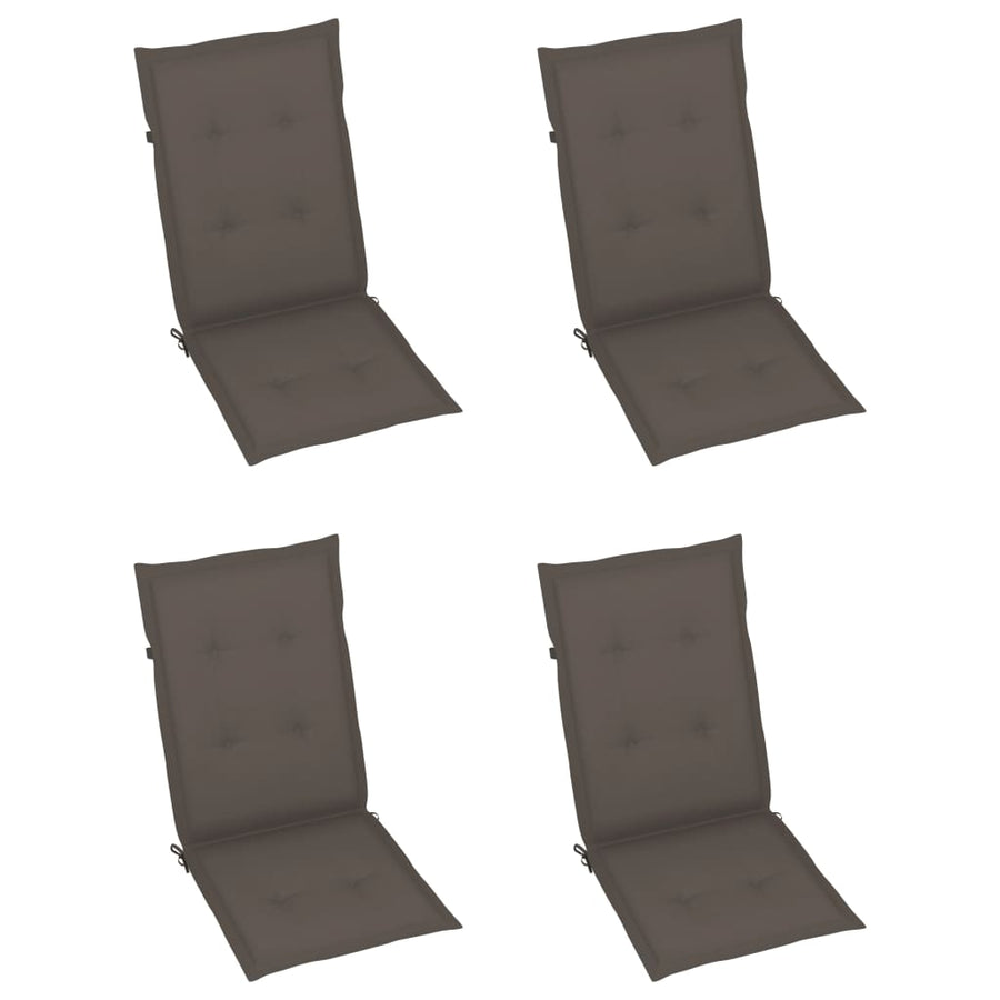 Folding Chairs 4 pcs with Taupe Cushions Solid Teak Wood