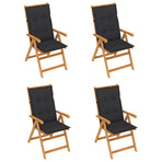 Folding Chairs 4 pcs with Anthracite Cushions Solid Teak Wood