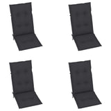 Folding Chairs 4 pcs with Anthracite Cushions Solid Teak Wood - Rear View