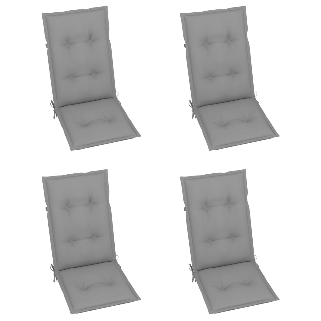 Folding Chairs 4 pcs with Grey Cushions Solid Teak Wood