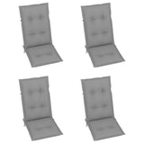 Folding Chairs 4 pcs with Grey Cushions Solid Teak Wood
