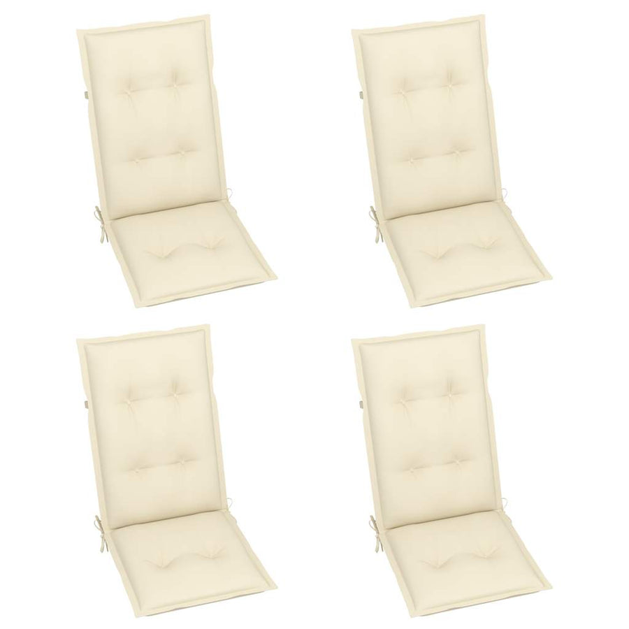 Folding Chairs 4 pcs with Cream Cushions Solid Teak Wood