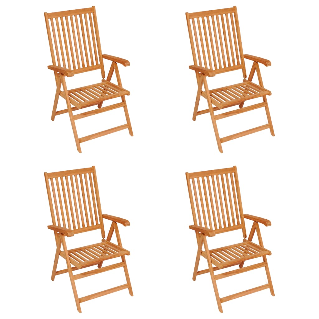 Folding Chairs 4 pcs with Blue Cushions Solid Teak Wood