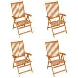 Folding Chairs 4 pcs with Blue Cushions Solid Teak Wood