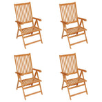 Folding Chairs 4 pcs with Red Cushions Solid Teak Wood