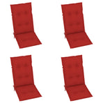 Folding Chairs 4 pcs with Red Cushions Solid Teak Wood