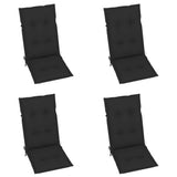 Folding Chairs 4 pcs with Black Cushions Solid Teak Wood