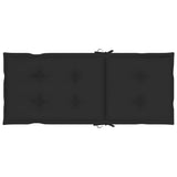 Folding Chairs 4 pcs with Black Cushions Solid Teak Wood - Low Angle