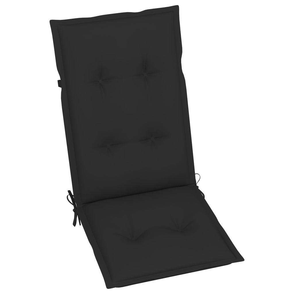 Folding Chairs 4 pcs with Black Cushions Solid Teak Wood