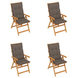 Folding Chairs 4 pcs with Taupe Cushions Solid Teak Wood
