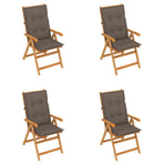 Folding Chairs 4 pcs with Taupe Cushions Solid Teak Wood
