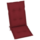 Folding Chairs 4 pcs with Wine Red Cushions Solid Teak Wood - Extra Image