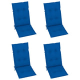 Folding Chairs 4 pcs with Royal Blue Cushions Solid Teak Wood