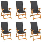 Folding Chairs 6 pcs with Anthracite Cushions Solid Teak Wood