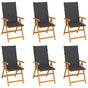 Folding Chairs 6 pcs with Anthracite Cushions Solid Teak Wood