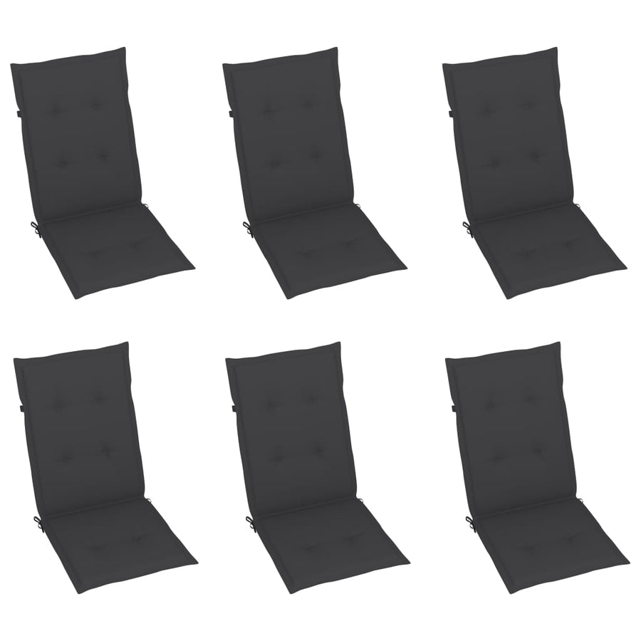 Folding Chairs 6 pcs with Anthracite Cushions Solid Teak Wood