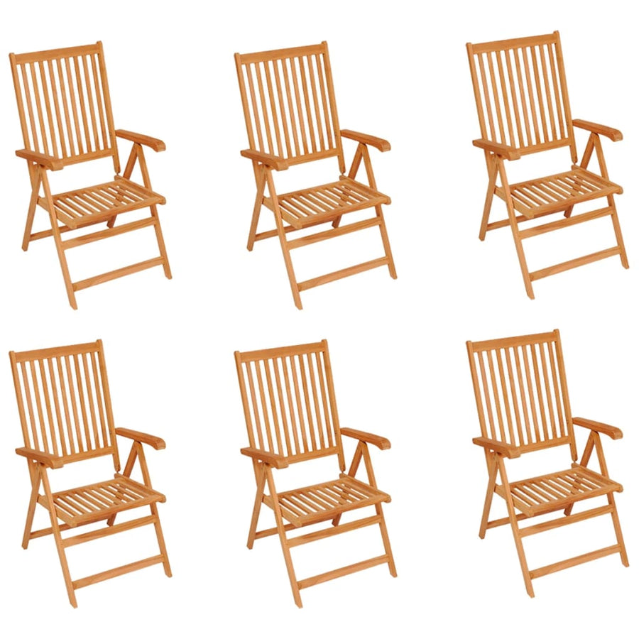 Folding Chairs 6 pcs with Grey Cushions Solid Teak Wood