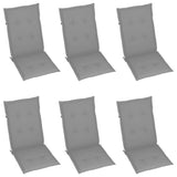 Folding Chairs 6 pcs with Grey Cushions Solid Teak Wood