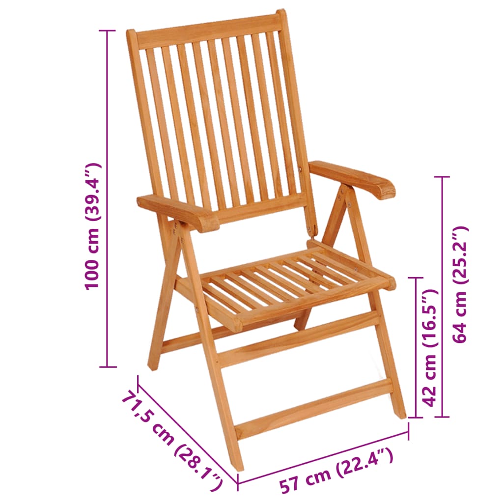 Folding Chairs 6 pcs with Grey Cushions Solid Teak Wood
