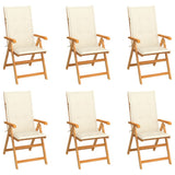 Garden Chairs 6 pcs with Cream Cushions Solid Teak Wood