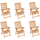 Garden Chairs 6 pcs with Cream Cushions Solid Teak Wood - Front View
